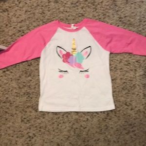 Kids long sleeve unicorn tee. Size Large